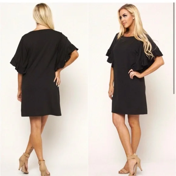 Womens black semi casual dress - Picture 3 of 4